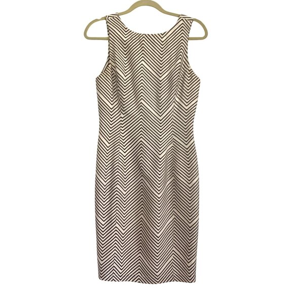 Todd Oldham Times Seven Dress Size 4 Black & White Chevron Sleeveless Petite She - Picture 1 of 11